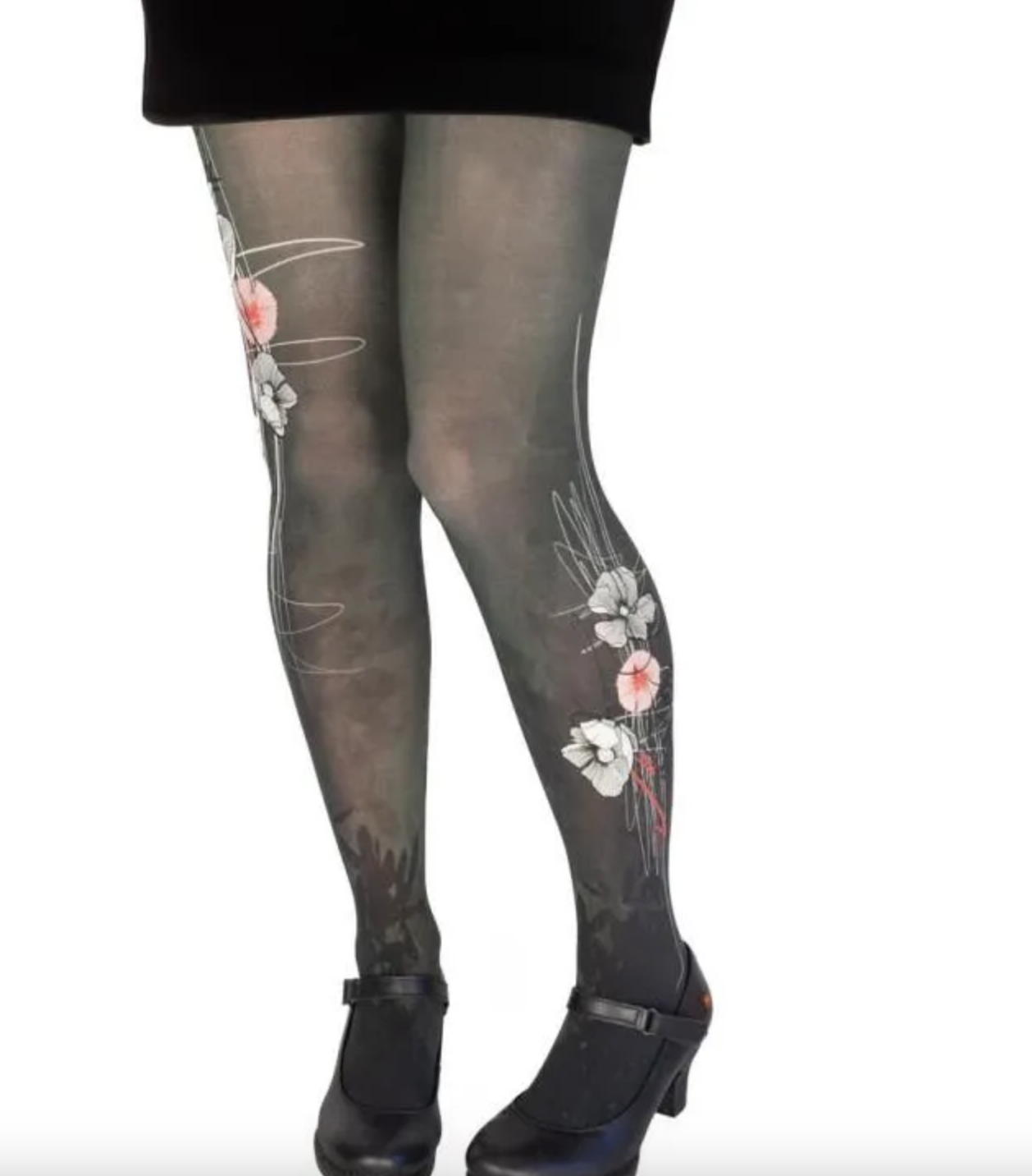 Collants Noirs Motifs Fleuris Lili Gambettes