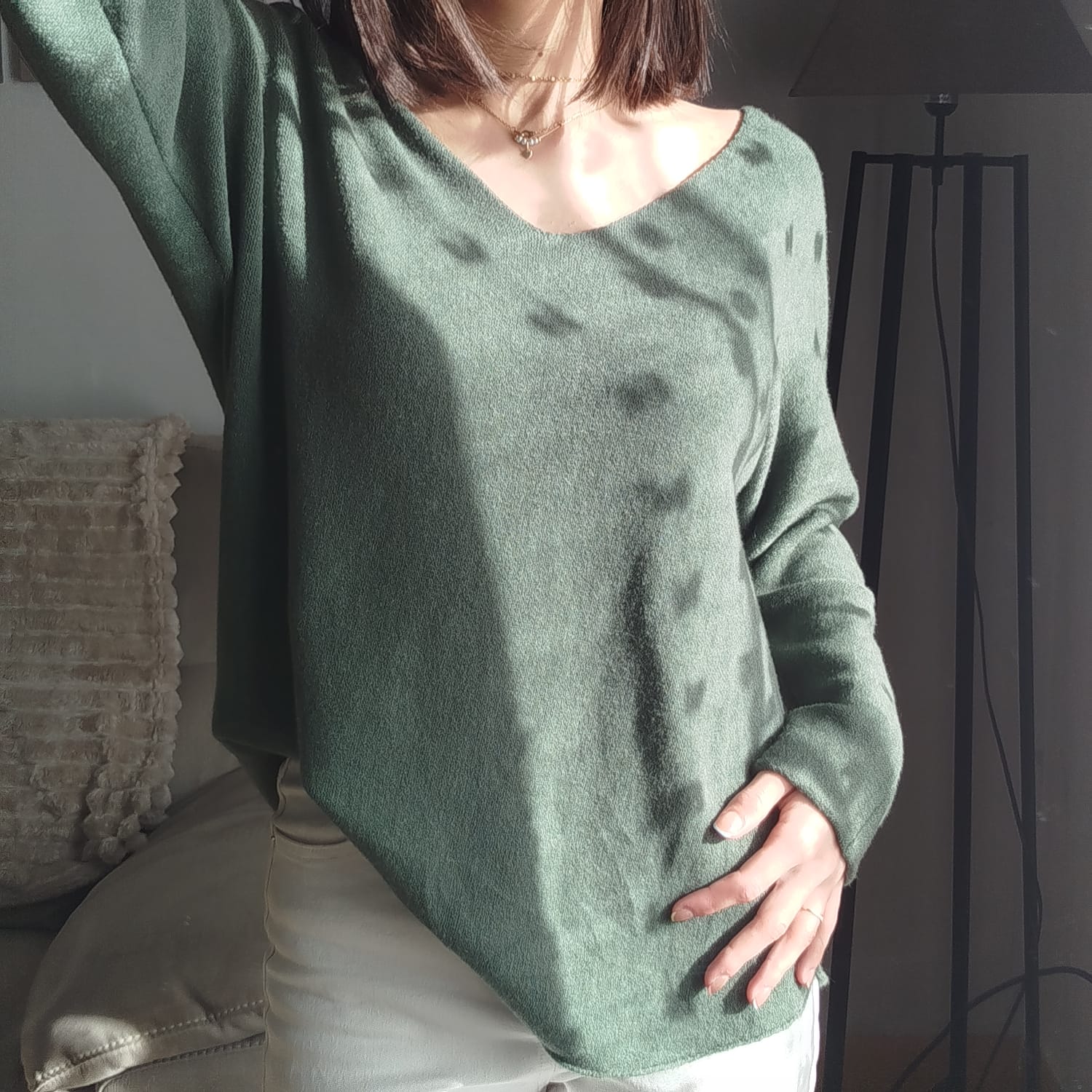 Pull doux épais vert