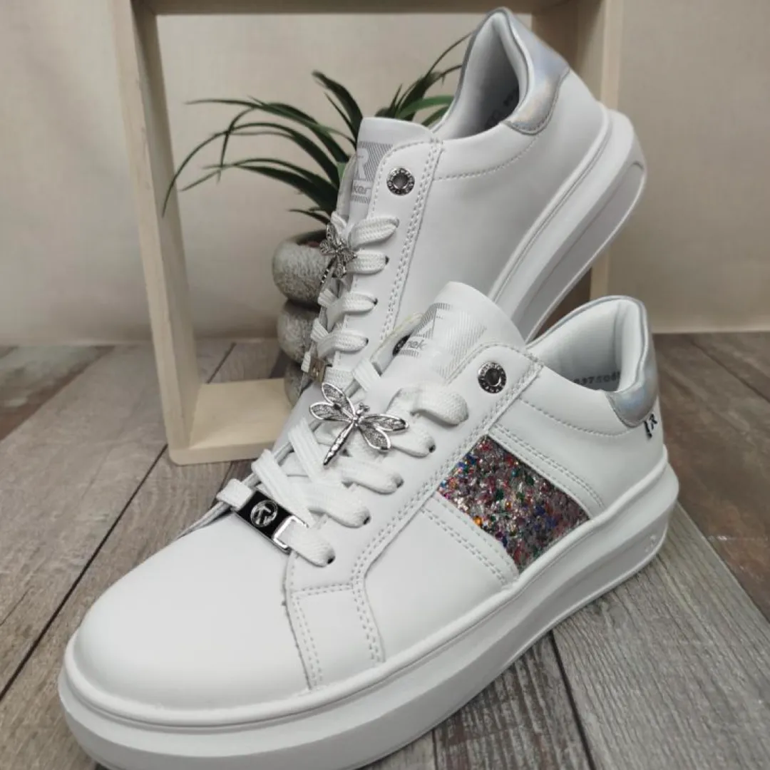 Basket-Blanc-glitter-Rieker-boutique-tendance-laragne-vue-de-profil.webp