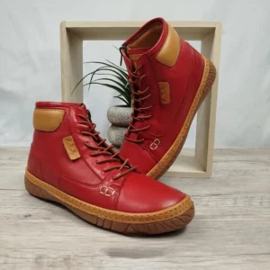 Baskets montantes cuir rouge Madory