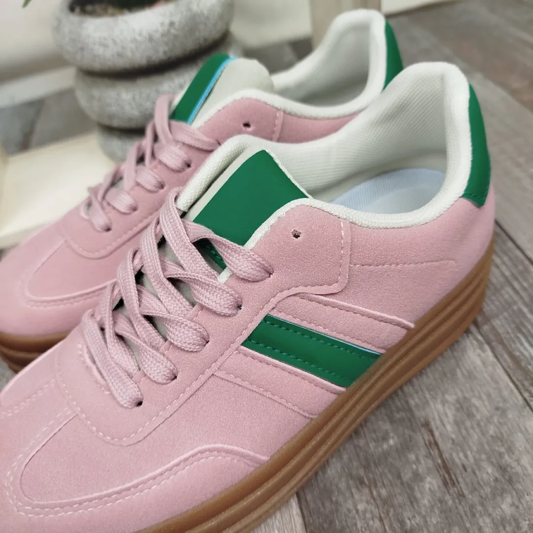 Baskets-rose-et-vert-a-semelle-haute-vue-de-dessus-boutique-tendance-laragne-1.webp
