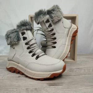 Bottine cuir enduit blanc Rieker