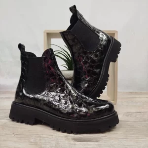 Bottines vernies croco Coco et Abricot