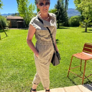 Combinaison denim imprimé léopard