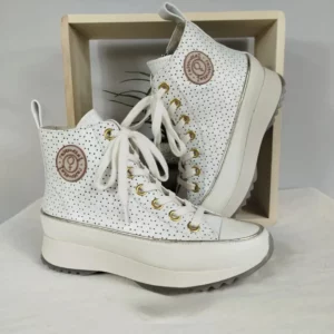 Baskets montantes cuir blanc Rosemetal