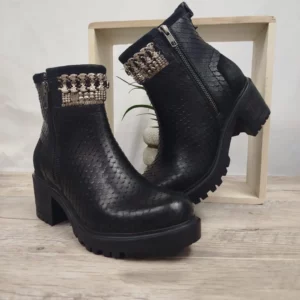 Bottines noires à bout rond et strass Métamorf'ose