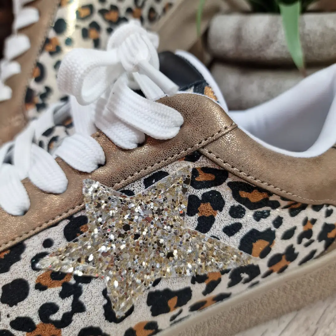 Baskets Basses Léopard Etoile Dorée Elue Par Nous Boutique tendance laragne photo zoom