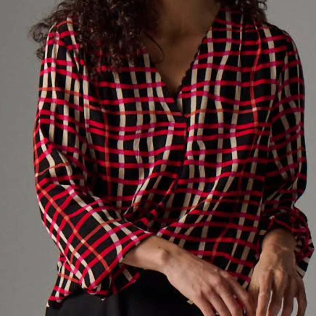 Blouse Vague Rouge et Noire Lola Espeleta Boutique Tendance Laragne Vue De Face Zoom