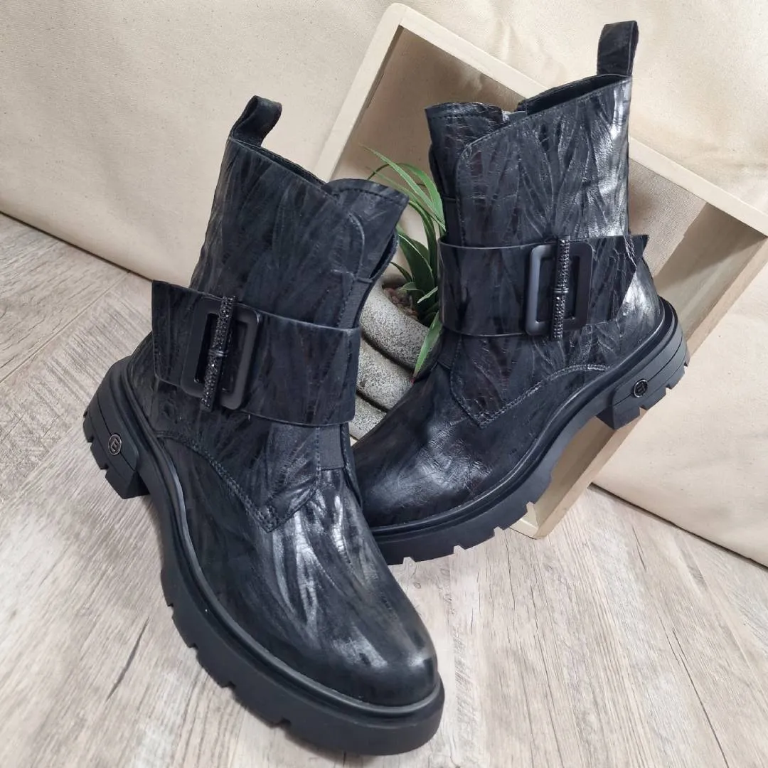 Bottines noires à bout rond et strass Métamorf'ose Boutique tendance Laragne photo principale