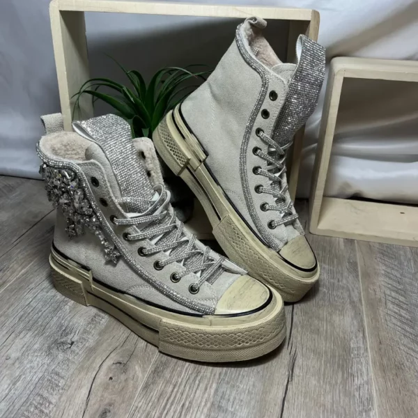 Basket Montante en Toile Blanc Bijoux Constellations Nan-Ku