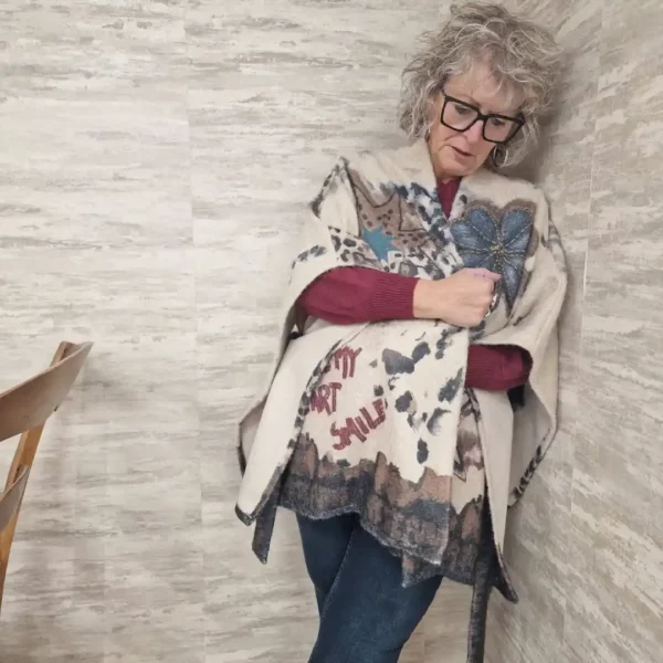 Cape Effet Laine Bouillie Imprimé Trèfle