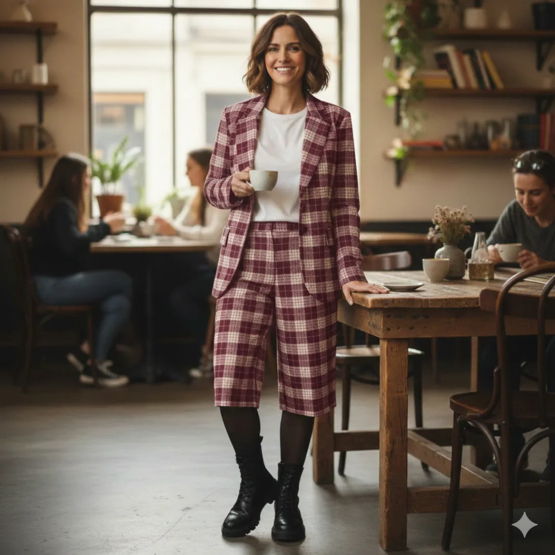 Blazer à Carreaux Boutique Tendance Laragne Photo Tenue