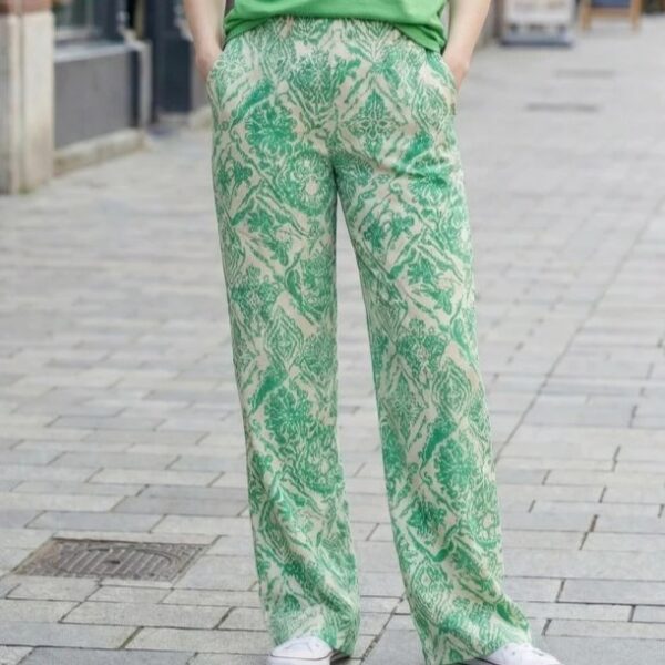 Pantalon Imprimé Vert et Blanc IHKATE PRINT par ICHI