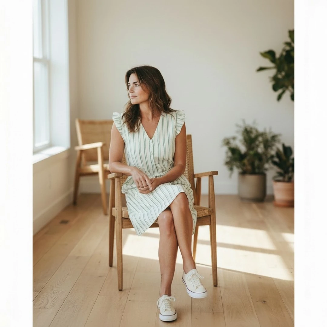 Robe Midi à Rayures IHJOVIL par ICHI Boutique Tendance Laragne photo tenue