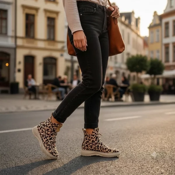 Bottine Beige Léopard à Lacets Elue par Nous