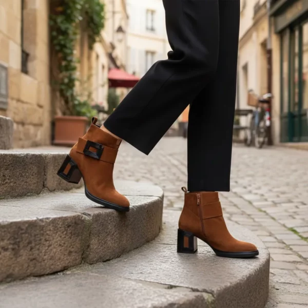 Bottine Marron Nubuck Talon Bicolore Métamorf'Ose
