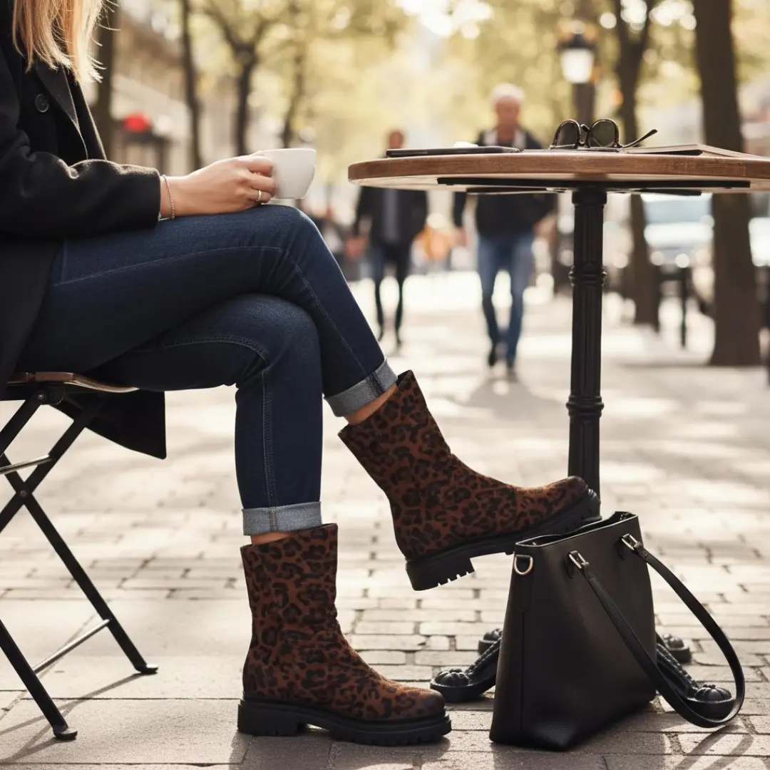 Bottines Asymétriques Imprimé Léopard Métamorf'Ose Boutique Tendance Laragne photo tenue