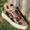 Basket Cow Effet Fourrure Marron et beige à lacets cuivre KOPY 2 Play One - Thumbnail Image 2