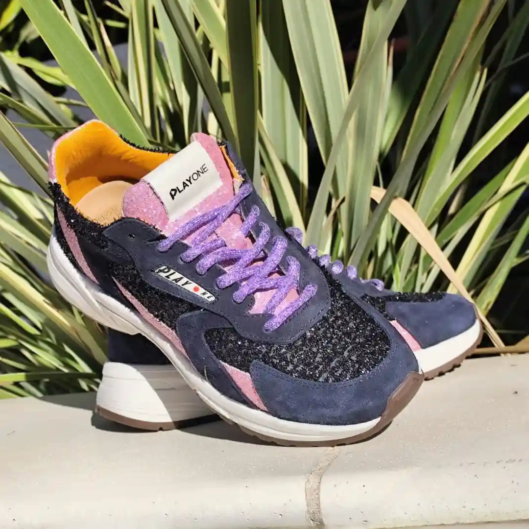 Basket Sequins Bleu et Rose Lacet Violet LEAK 6 Play One – Image 3