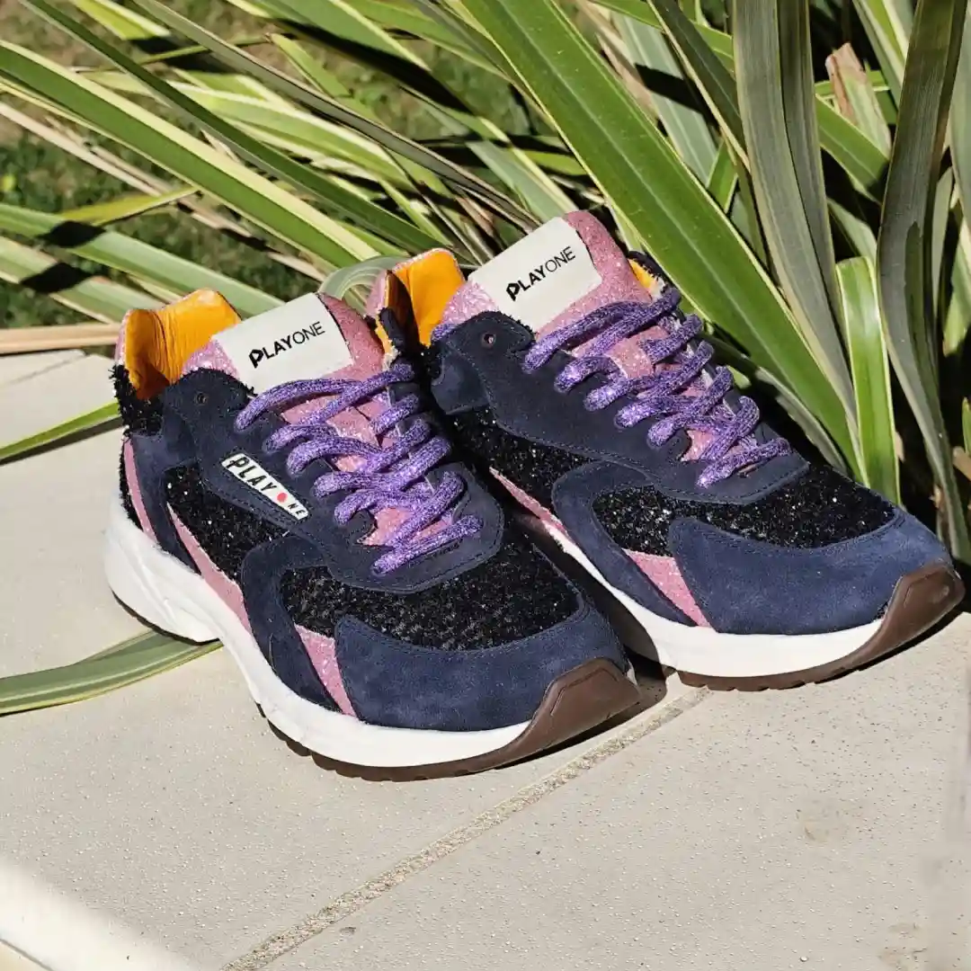 Basket Sequins Bleu et Rose Lacet Violet LEAK 6 Play One – Image 4