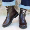 Bottine Cuir Chocolat et Languette Cow Rock & Rose - Thumbnail Image 2